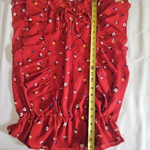Sugarlips Red Floral Ruffle Top